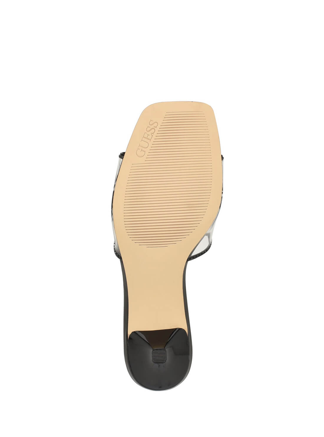 Black Lusie Clear Kitten Heels | GUESS Women's Footwear | bottom view