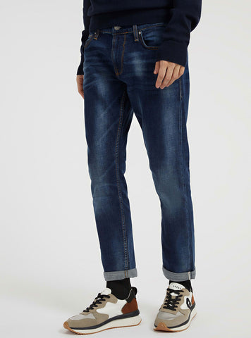 Eco Low Rise Slim Tapered Denim Jeans In Meadow Selvedge Wash