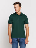 GUESS Green Short Sleeve Pique Polo Shirt front view
