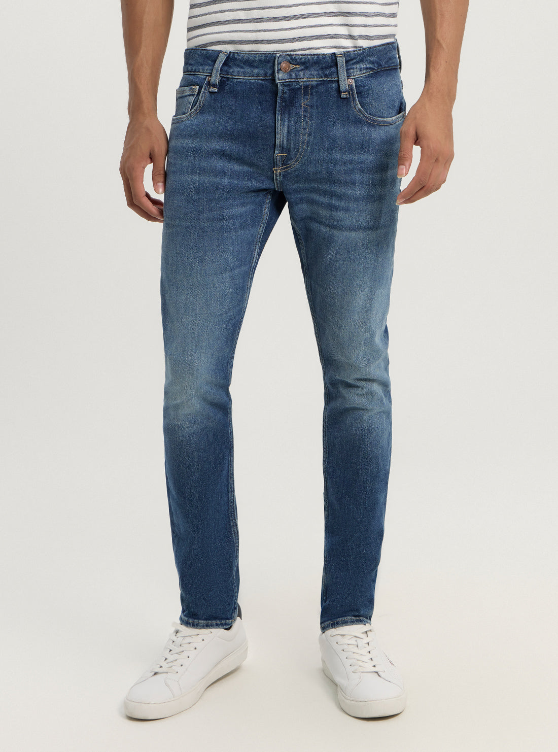Blue Miami Skinny Denim Jeans in Mid Wash