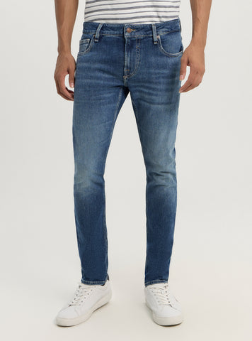 Blue Miami Skinny Denim Jeans in Mid Wash