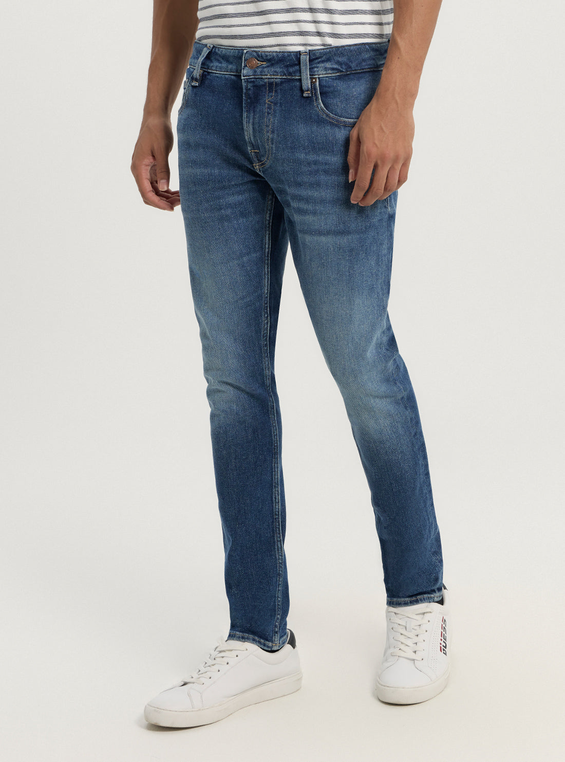 Blue Miami Skinny Denim Jeans in Mid Wash
