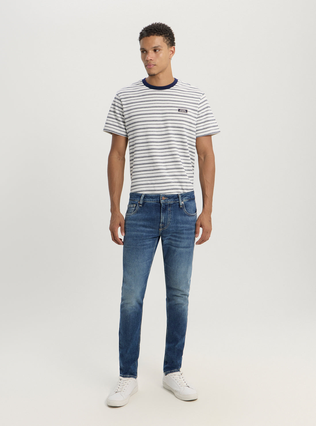 Blue Miami Skinny Denim Jeans in Mid Wash