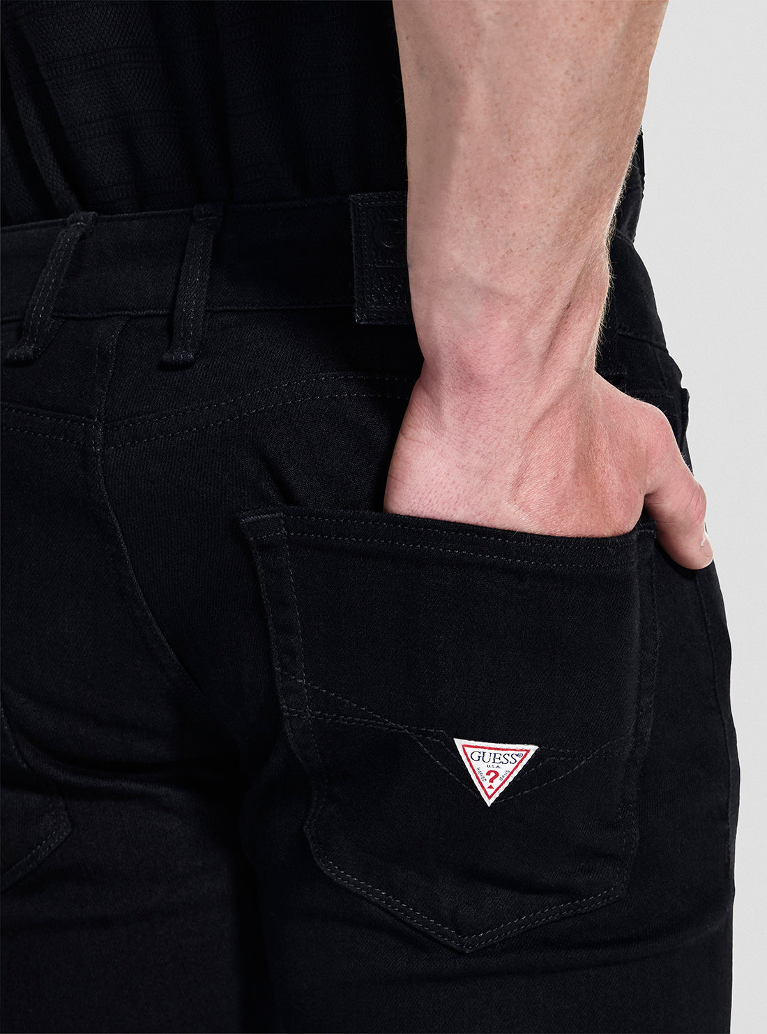 GUESS Mens Black Angels Straight Leg Jeans M2YAN2D4Q51 Back Detail View_2