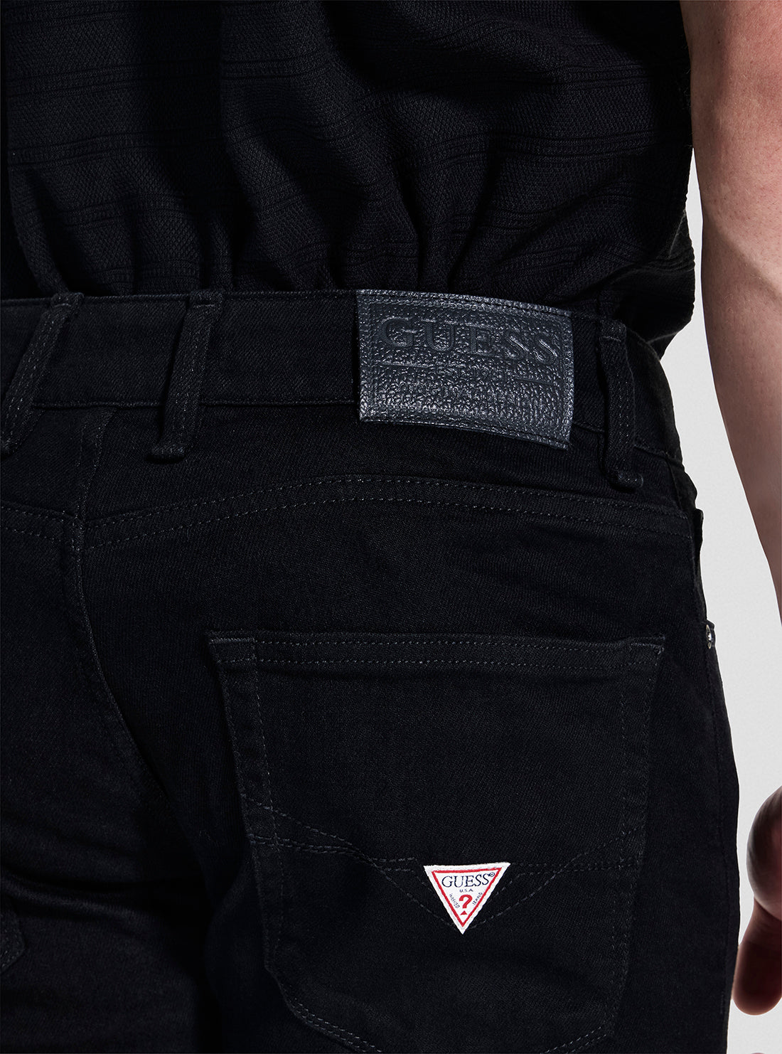 GUESS Mens Black Angels Straight Leg Jeans M2YAN2D4Q51 Back Detail View