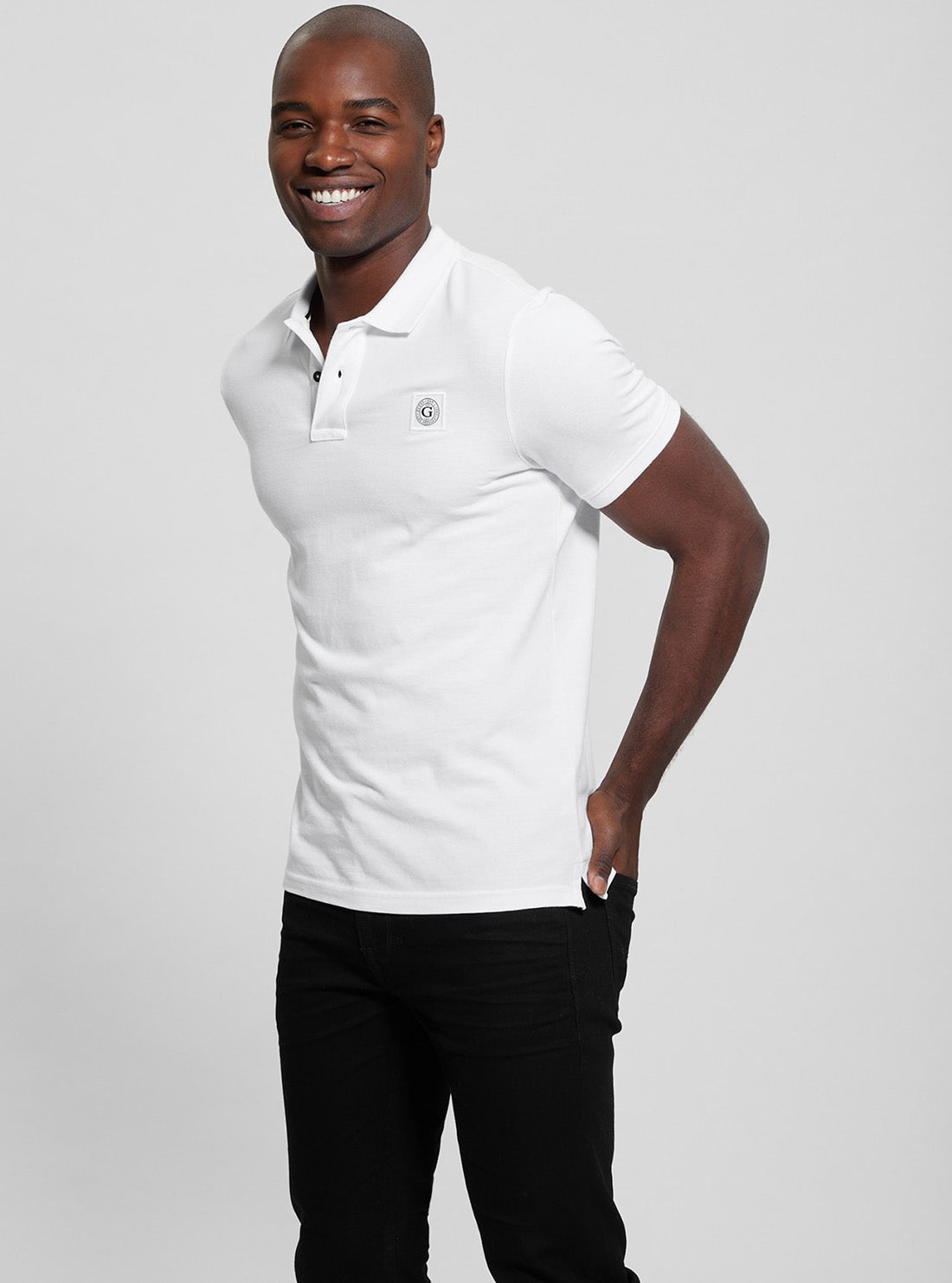 GUESS Mens White Washed Polo M2YP24KC9T1 Front View
