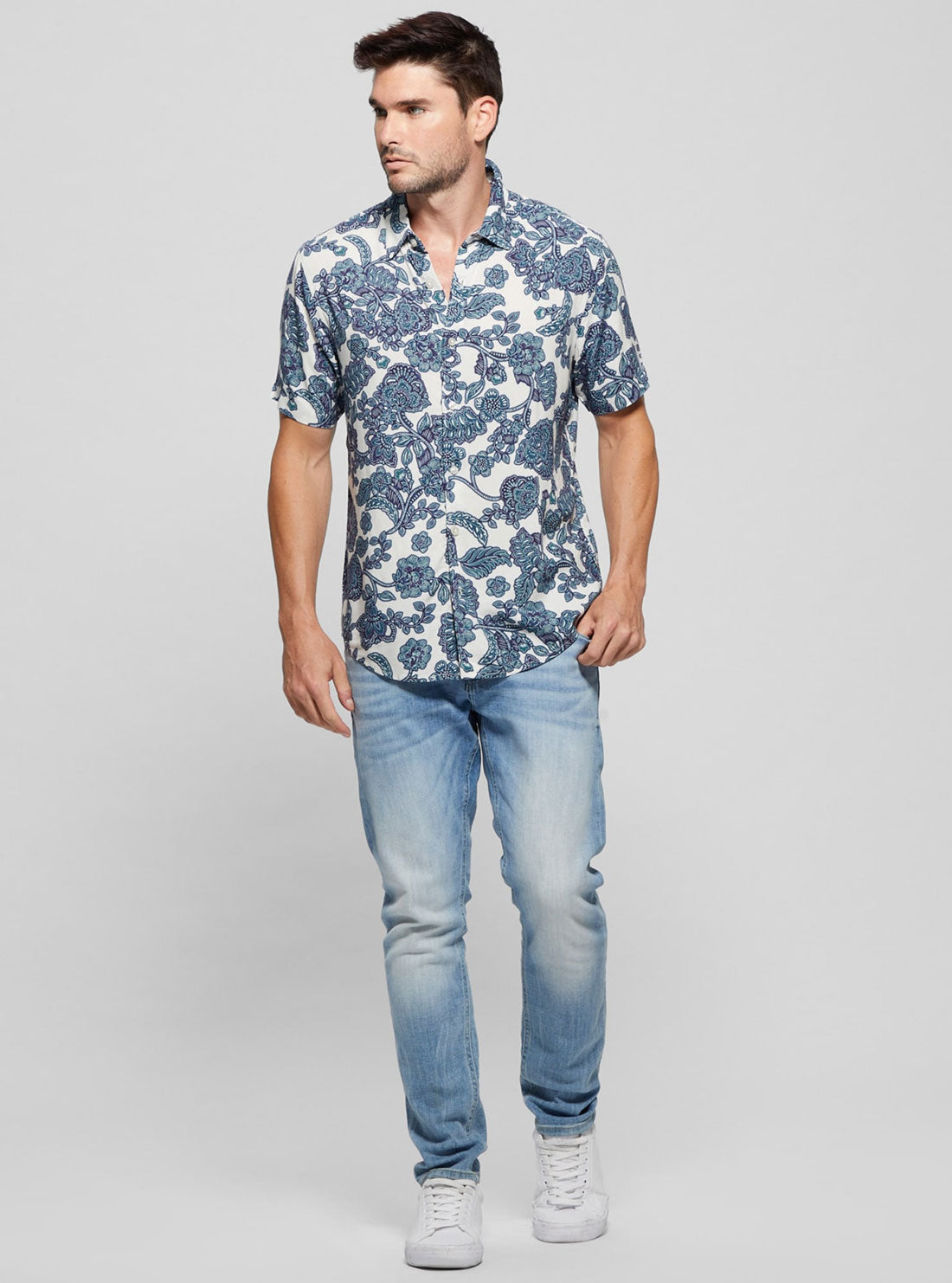 Eco Rayon Jacobean Shirt  | GUESS Men's Apparel | full view