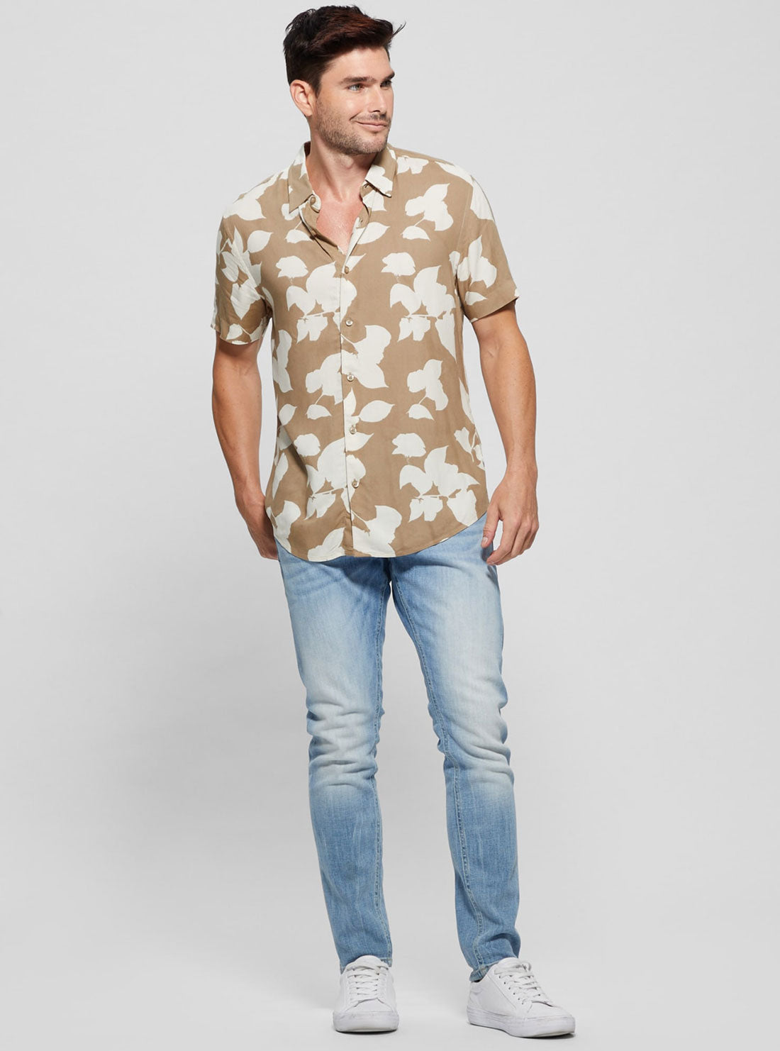 Guess mens hotsell floral shirt