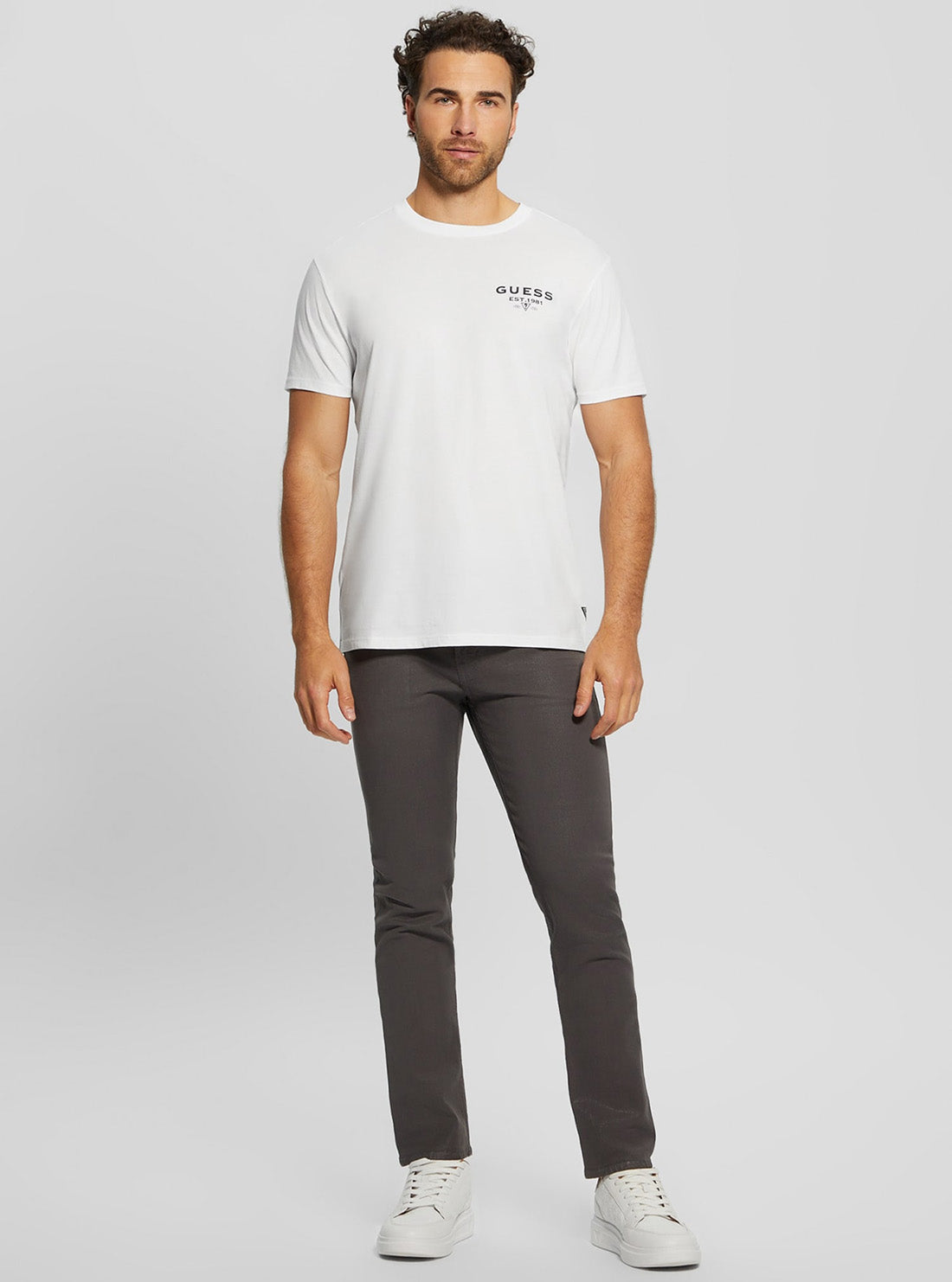 GUESS Mens Eco White Basic Classic Logo T-Shirt M3BI0RKC9U1 Full View