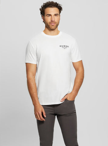 GUESS Mens Eco White Basic Classic Logo T-Shirt M3BI0RKC9U1 Front View