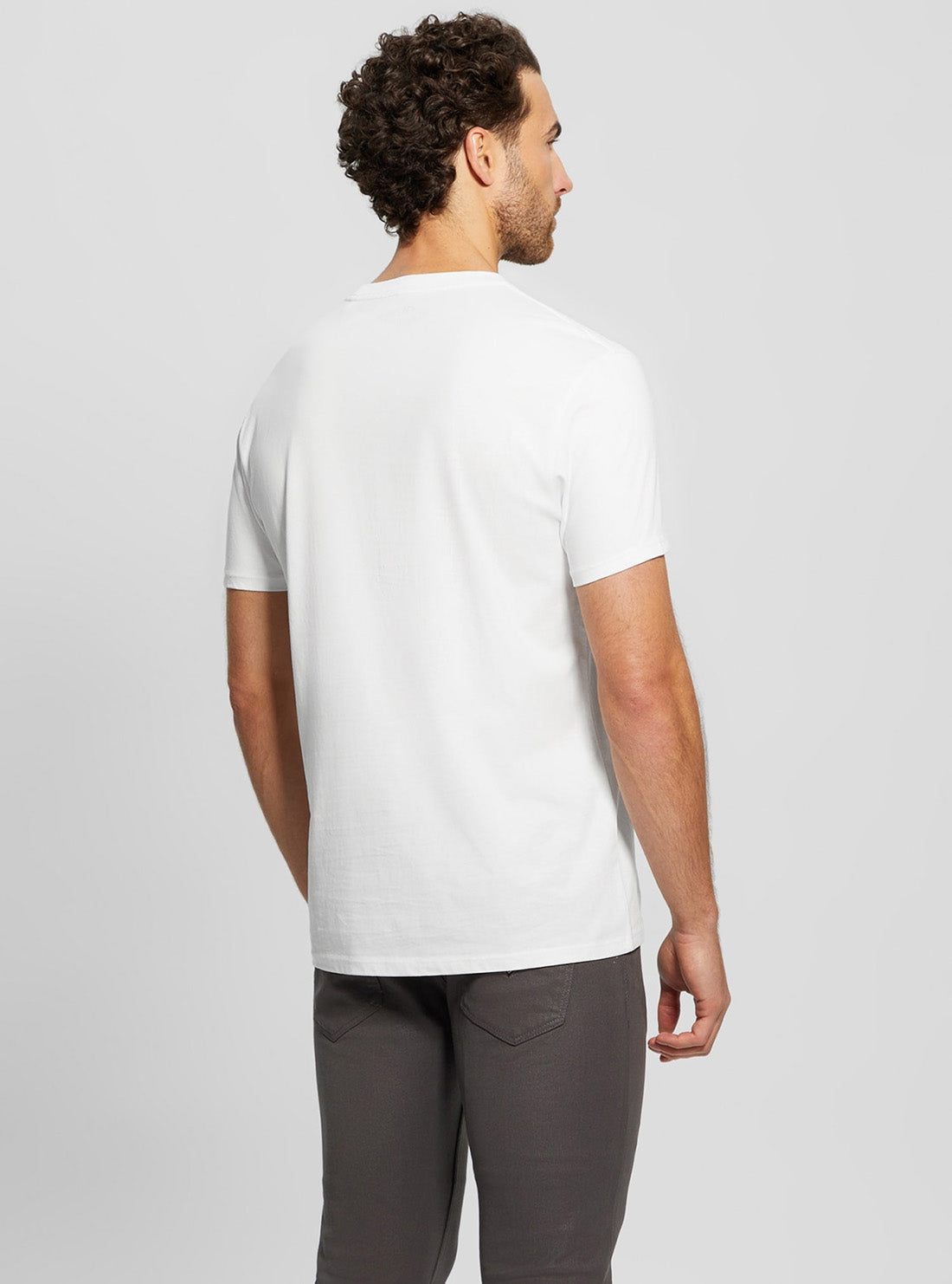 GUESS Mens Eco White Basic Classic Logo T-Shirt M3BI0RKC9U1 Back View