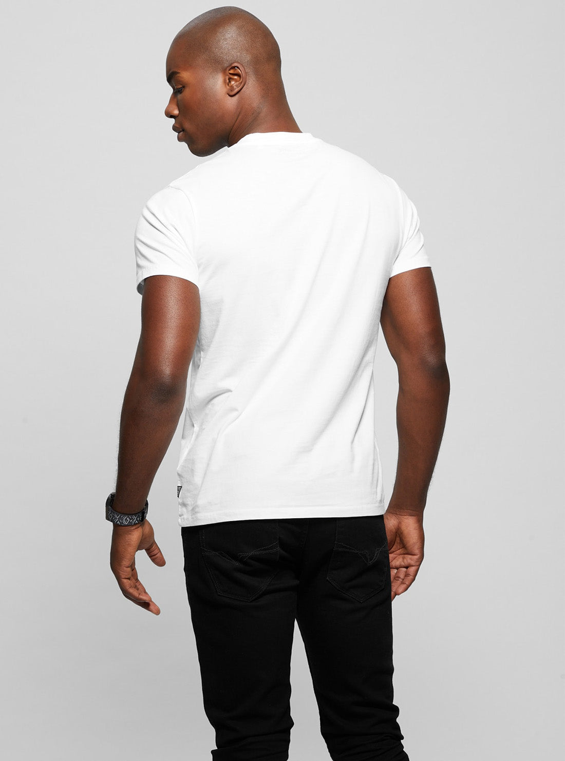 GUESS Mens Eco White Basic Classic Logo T-Shirt M3BI0RKC9U1 Back View