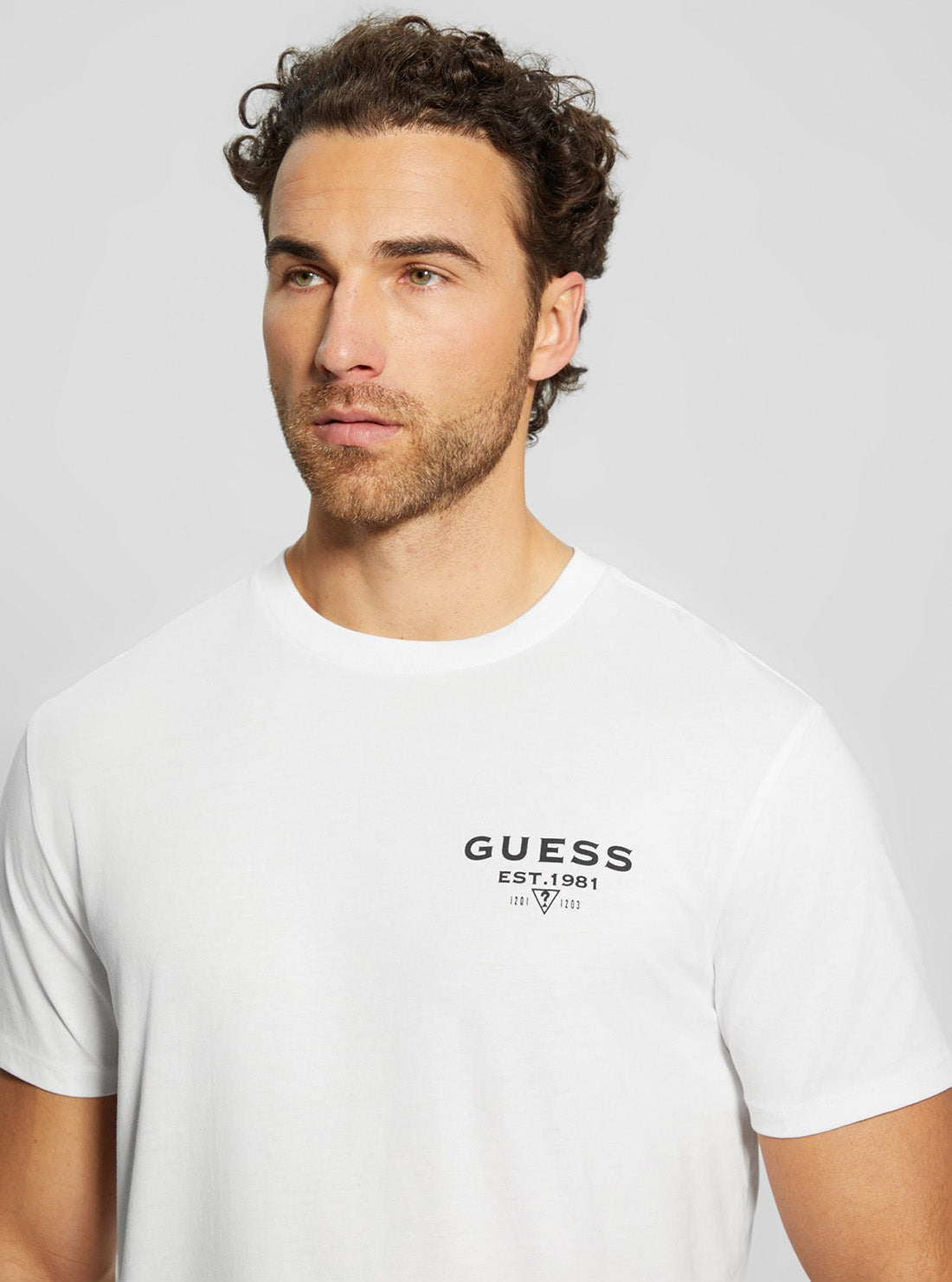 GUESS Mens Eco White Basic Classic Logo T-Shirt M3BI0RKC9U1 Detail View