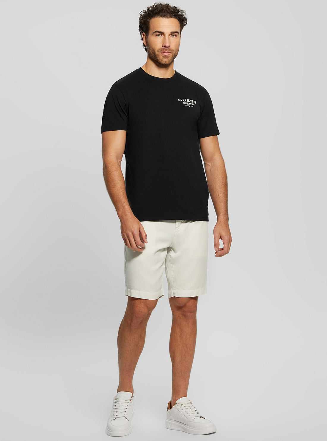 GUESS Mens Eco Black Basic Classic Logo T-Shirt M3BI0RKC9U1 Full View