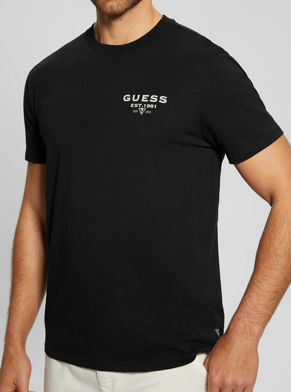 GUESS Mens Eco Black Basic Classic Logo T-Shirt M3BI0RKC9U1 Detail View