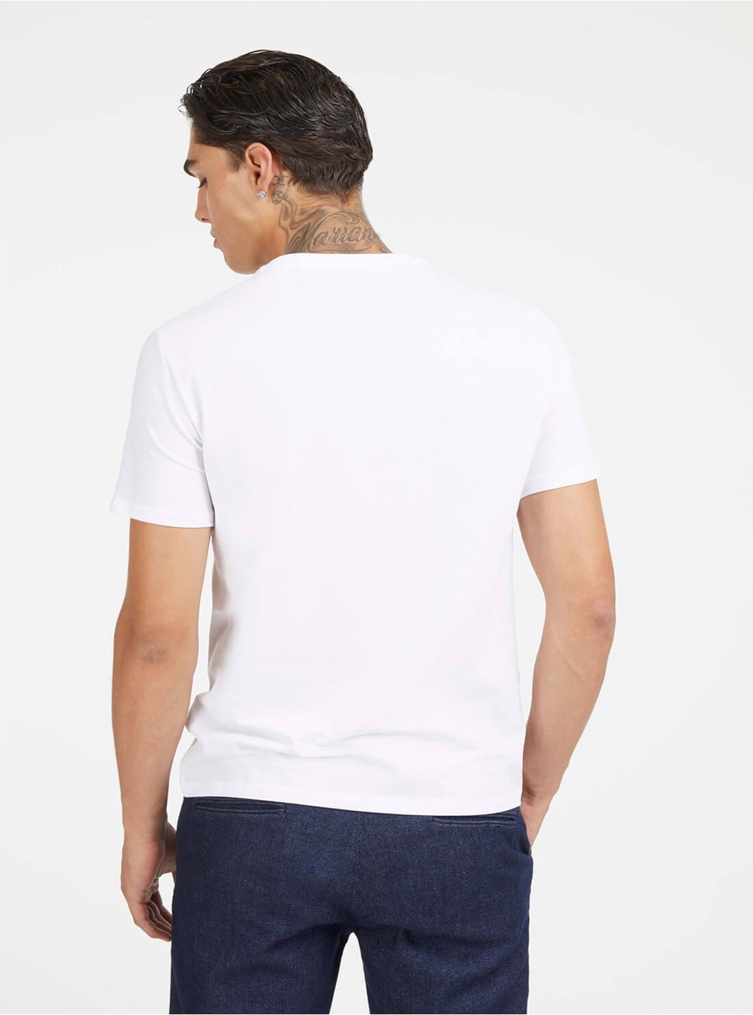 White Ribbon Logo T-Shirt | GUESS Men's Apparel | back view