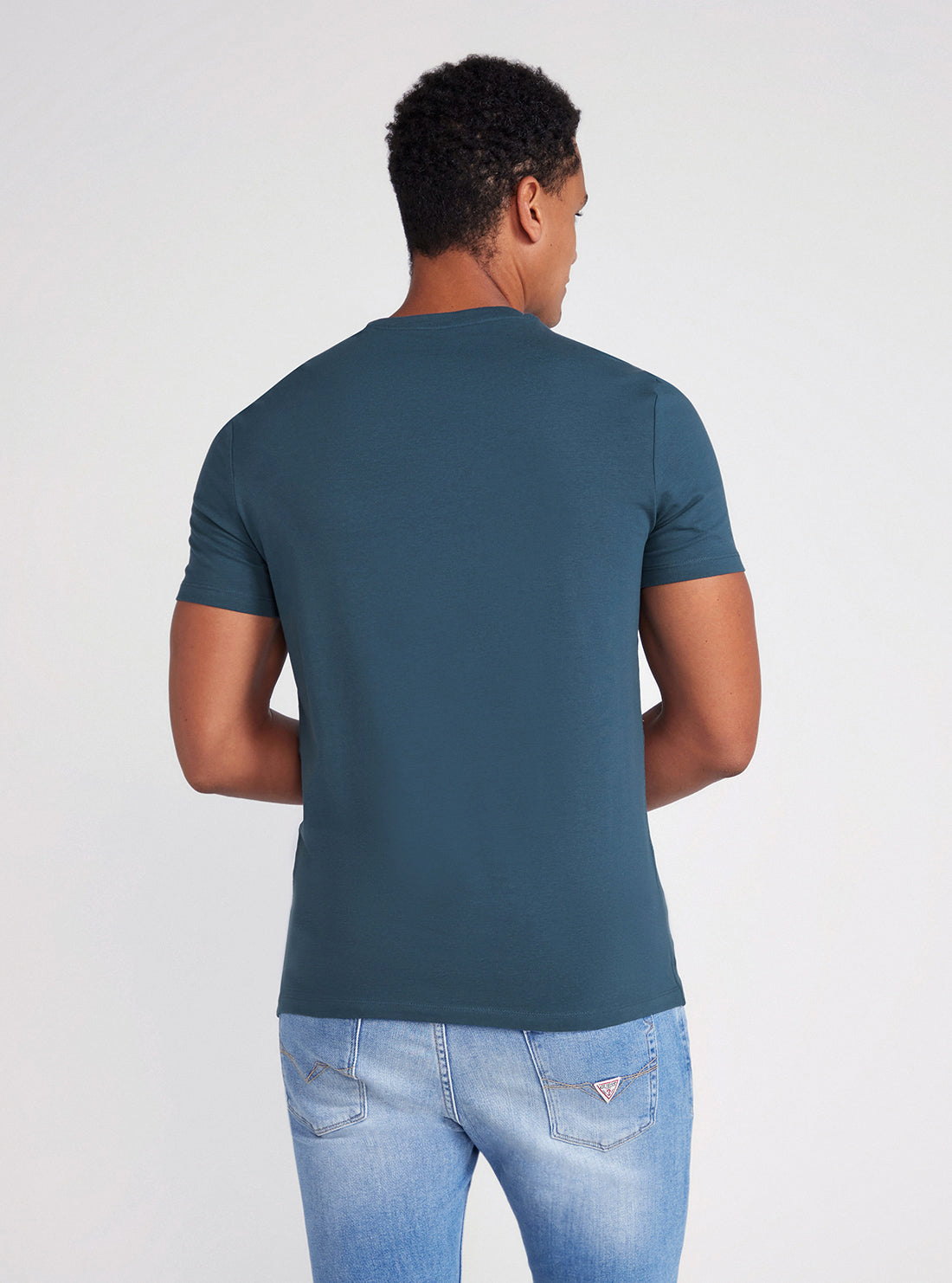 Coastal Blue Ribbon Logo T-Shirt | GUESS Men's Apparel | back view