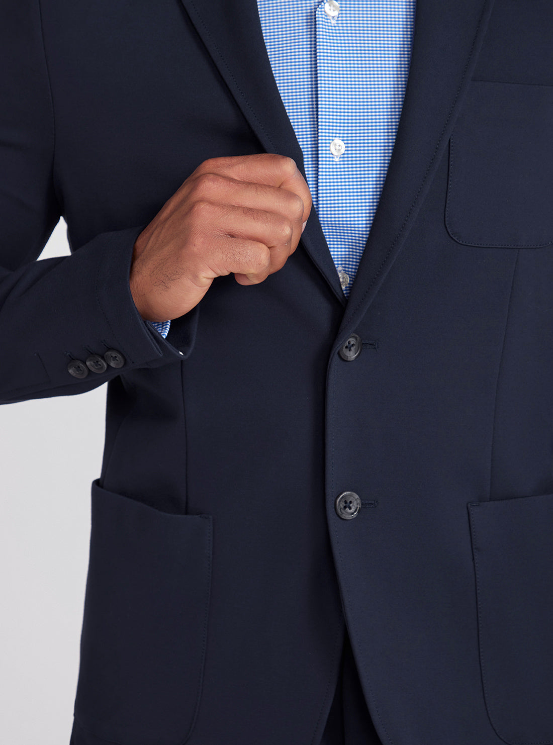 Navy Blue Tyron Blazer | GUESS men's apparel | detail view front