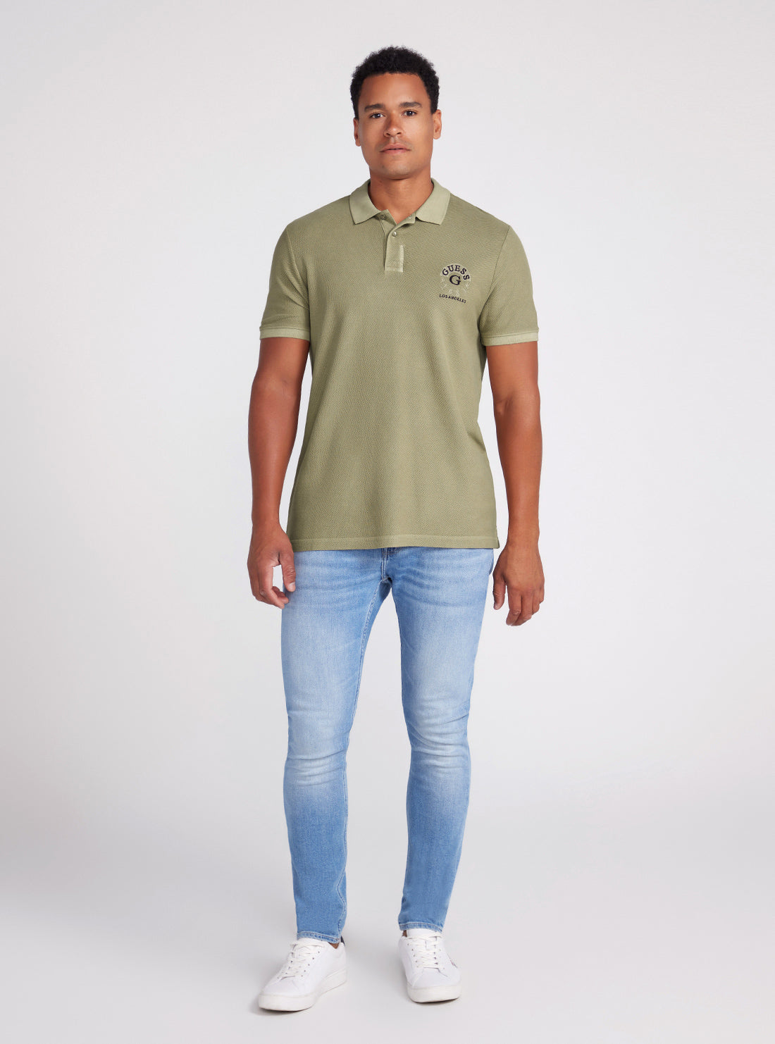 Green Ground Logo Polo T-Shirt | GUESS Men's Apparel | full view