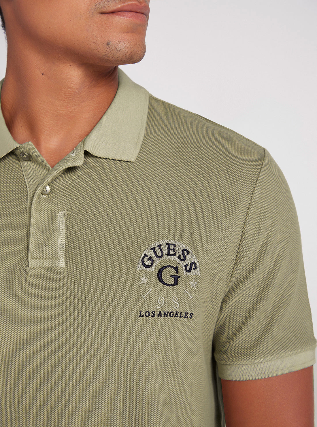 Green Ground Logo Polo T-Shirt | GUESS Men's Apparel | detail view