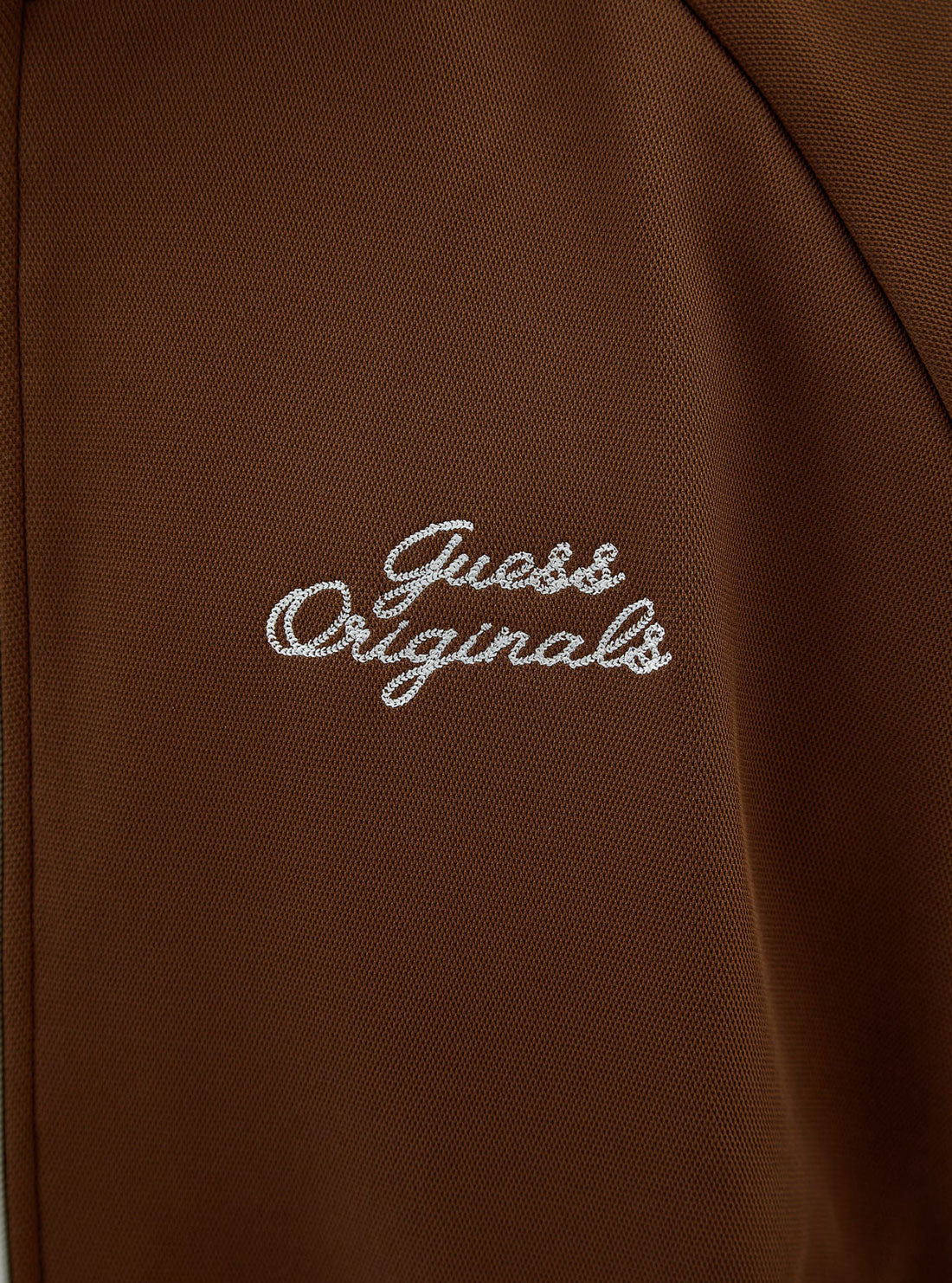 Guess Originals Eco Brown Tricot Track Jacket | GUESS Men's Apparel | detail view