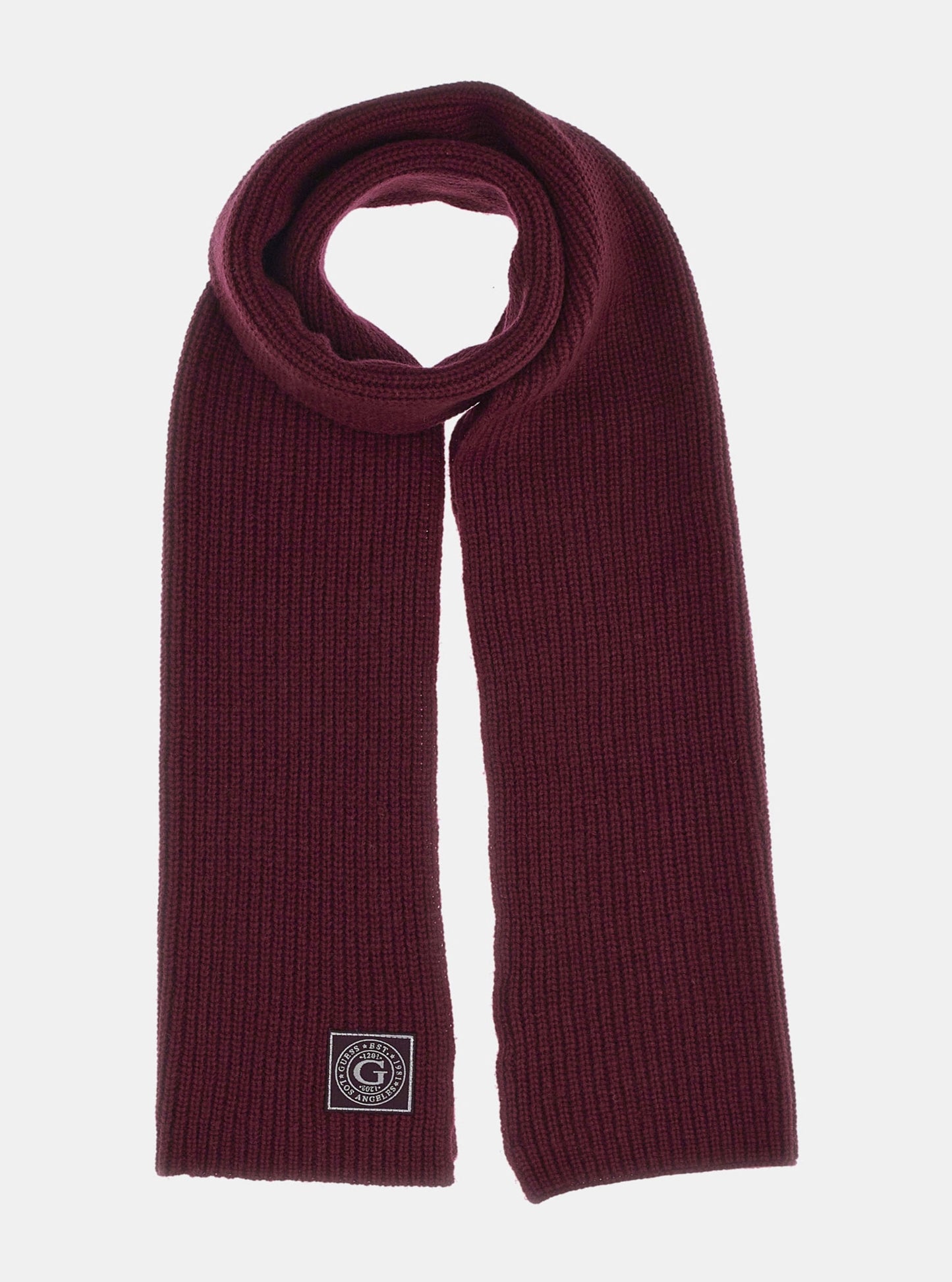 Maroon Hunter Ribbed Scarf | GUESS Men's Accessories | front view