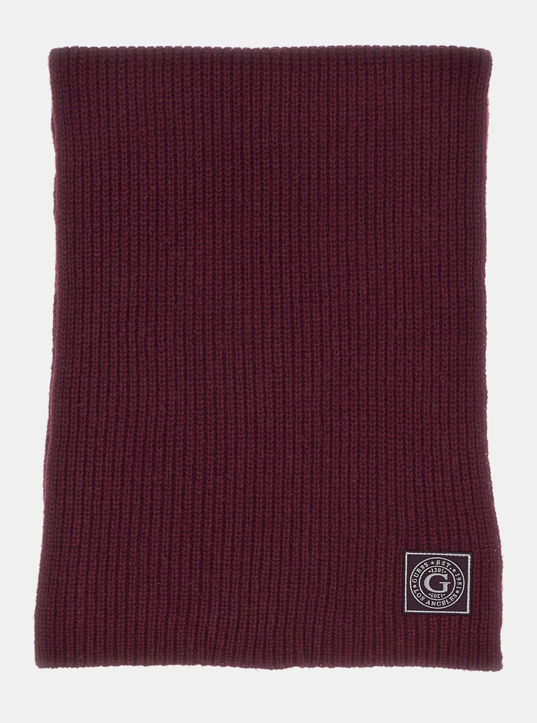Maroon Hunter Ribbed Scarf | GUESS Men's Accessories | detail view