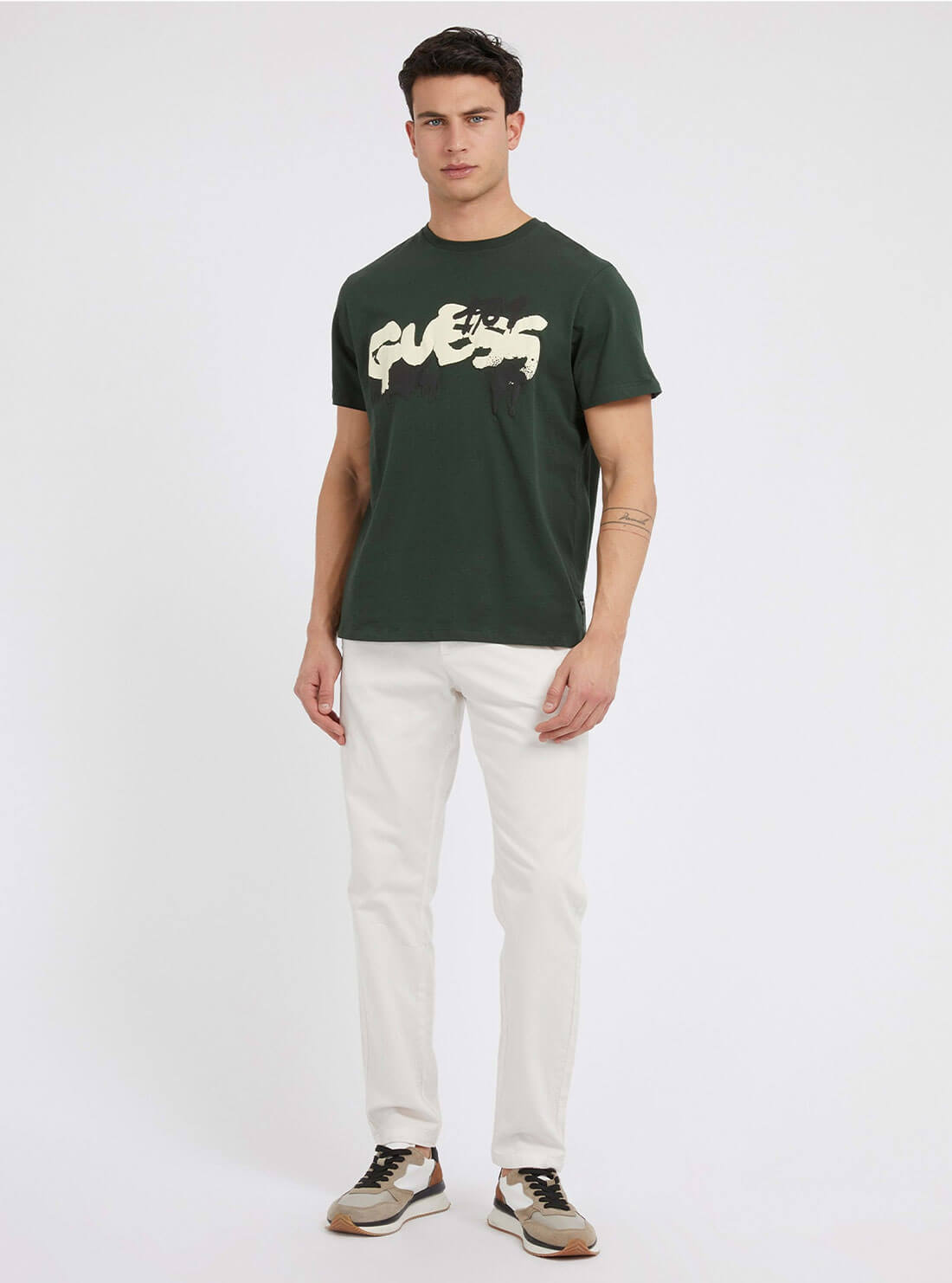 Eco Green Graffiti Logo T-Shirt | GUESS Men's Apparel | full view