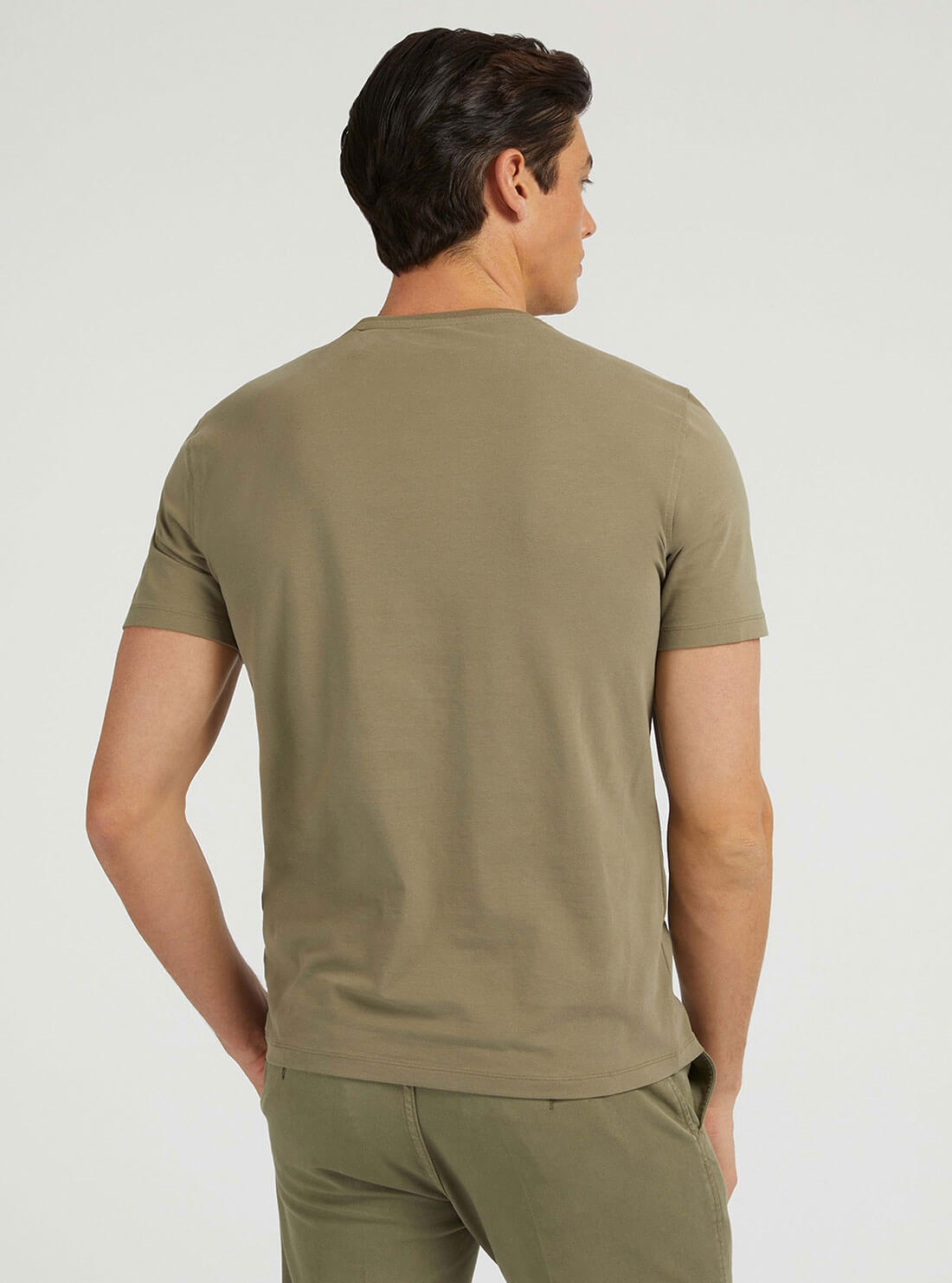 Desert Green Pima Logo T-Shirt | GUESS Men's Apparel | back view