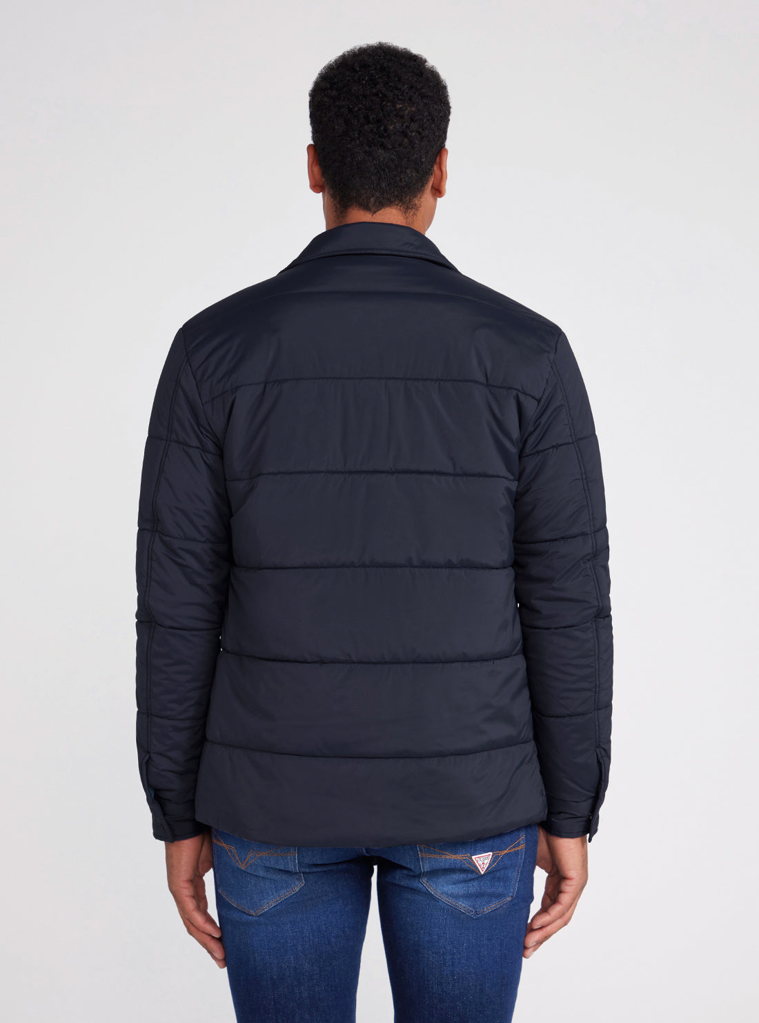 Eco Navy Blue Tech Quilted Shacket| GUESS Men's Apparel