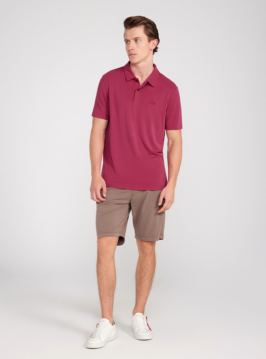 GUESS Eco Red Short Sleeve Polo T-Shirt full view