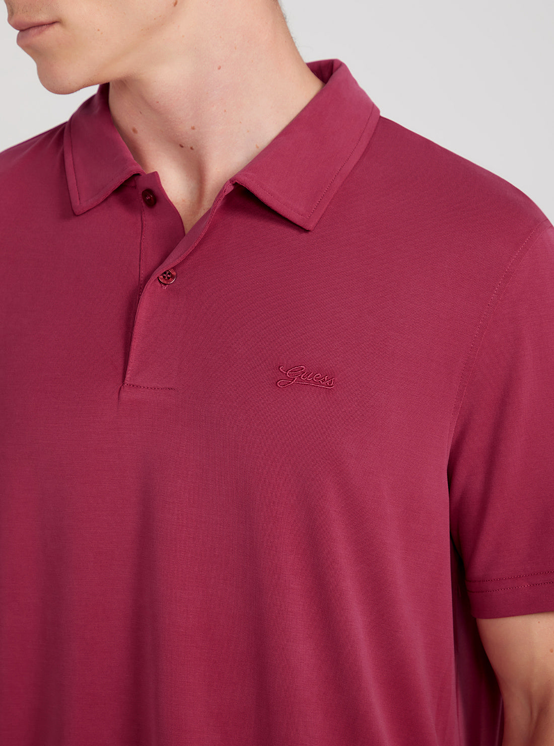 GUESS Eco Red Short Sleeve Polo T-Shirt detail view