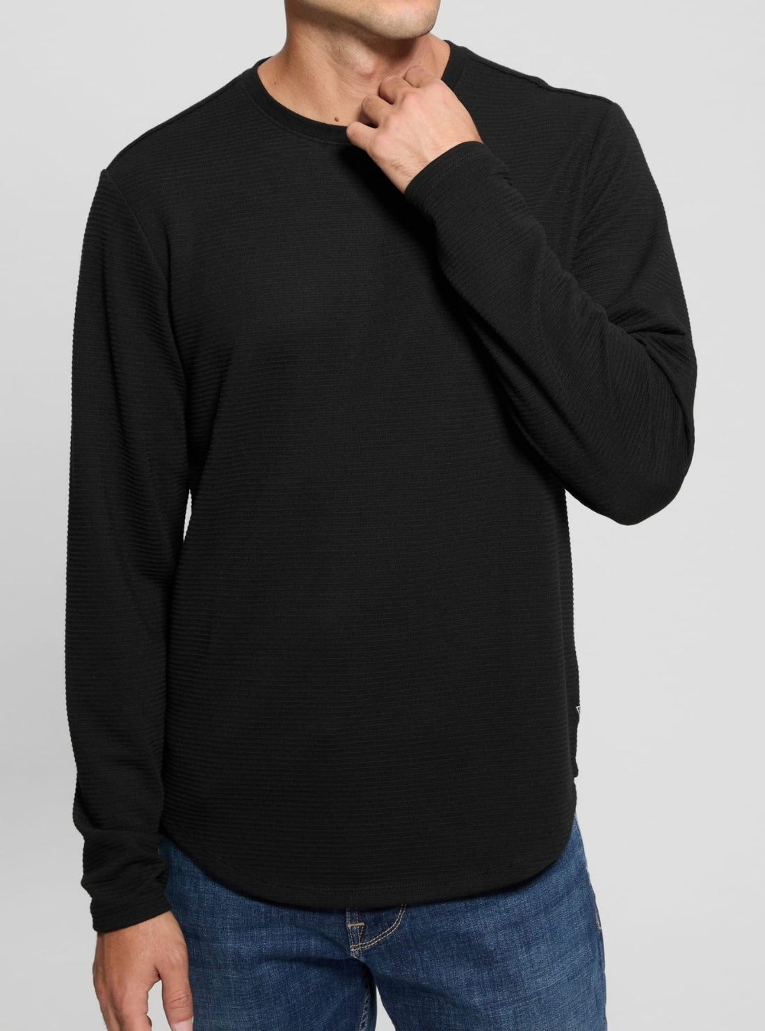 Y's RY JERSEY ROUND NECK LONG SLEEVE T 黒Long-sleeved jersey t