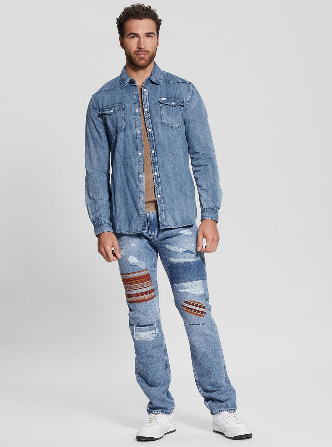 Guess denim hot sale shirt