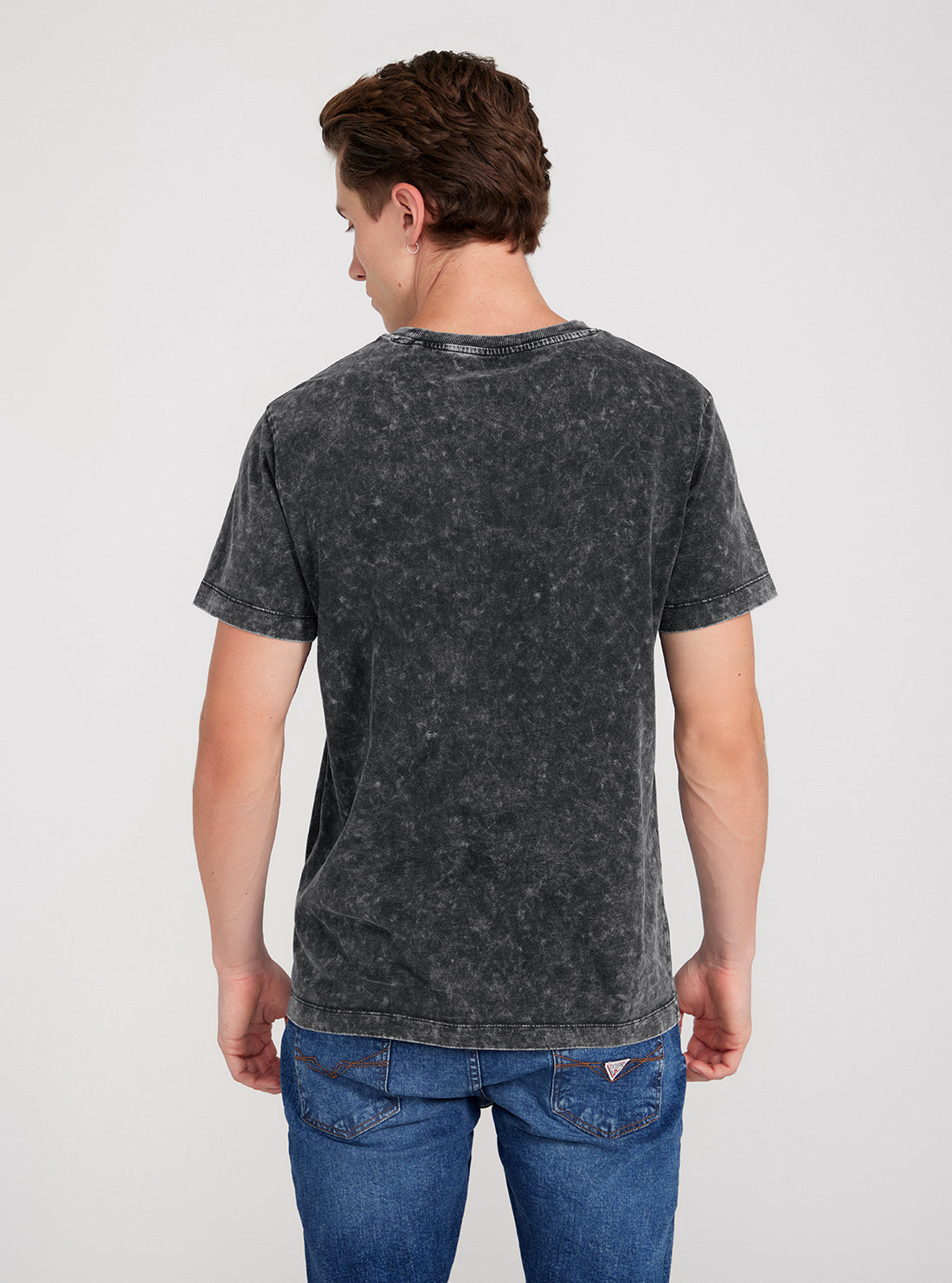 GUESS Black Wash Short Sleeve Patch T-Shirt back view