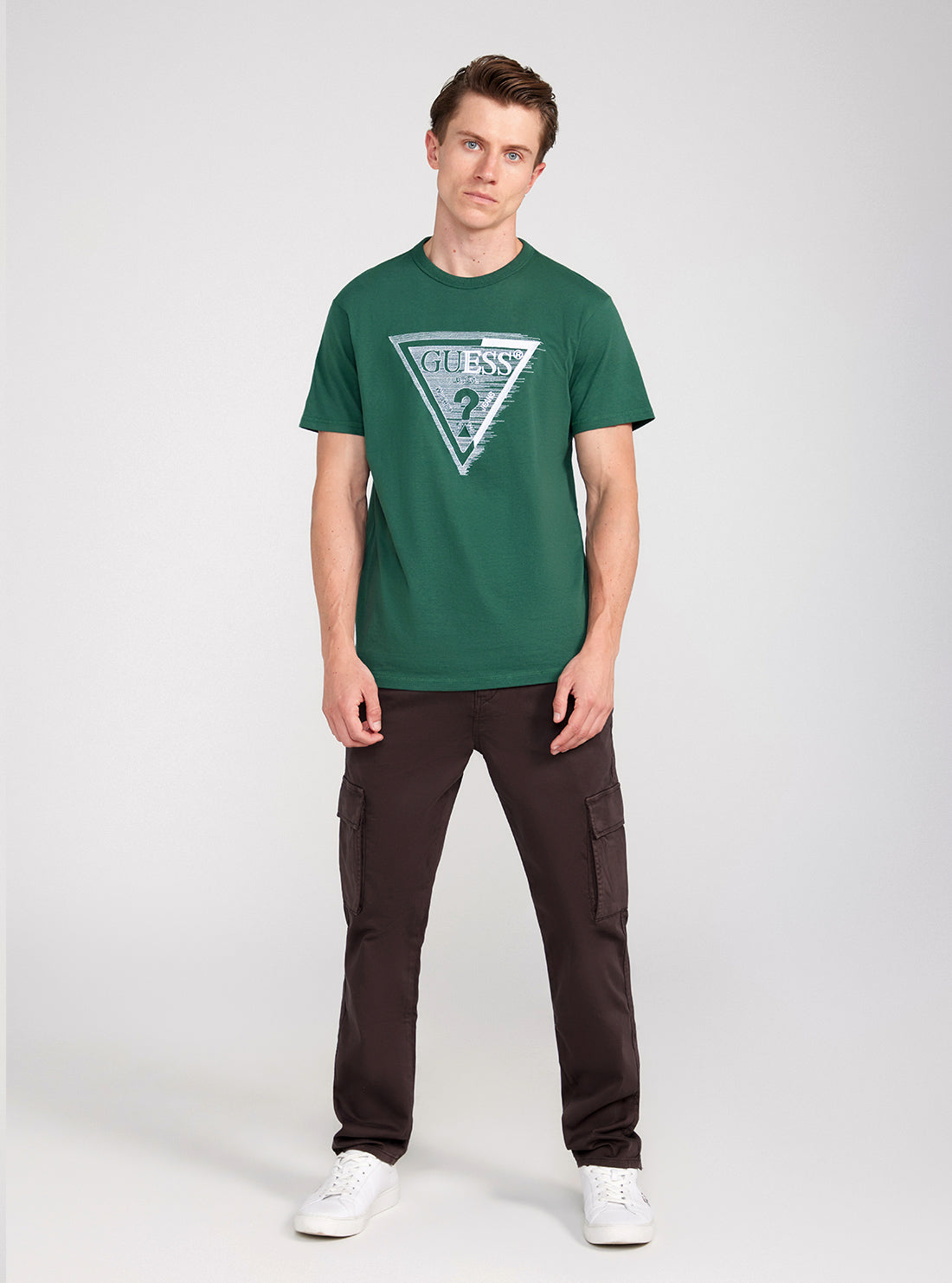 GUESS Green Short Sleeve Shaded Triangle T-Shirt full view