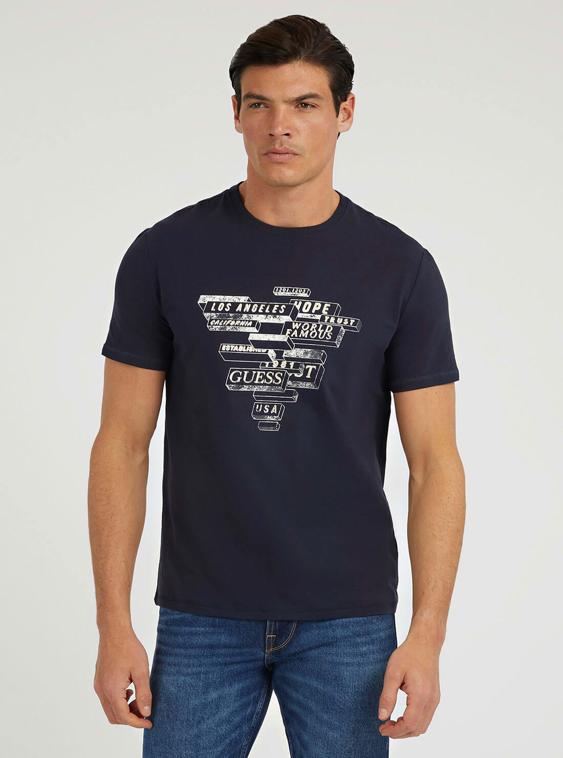 Guess navy 2025 t shirt