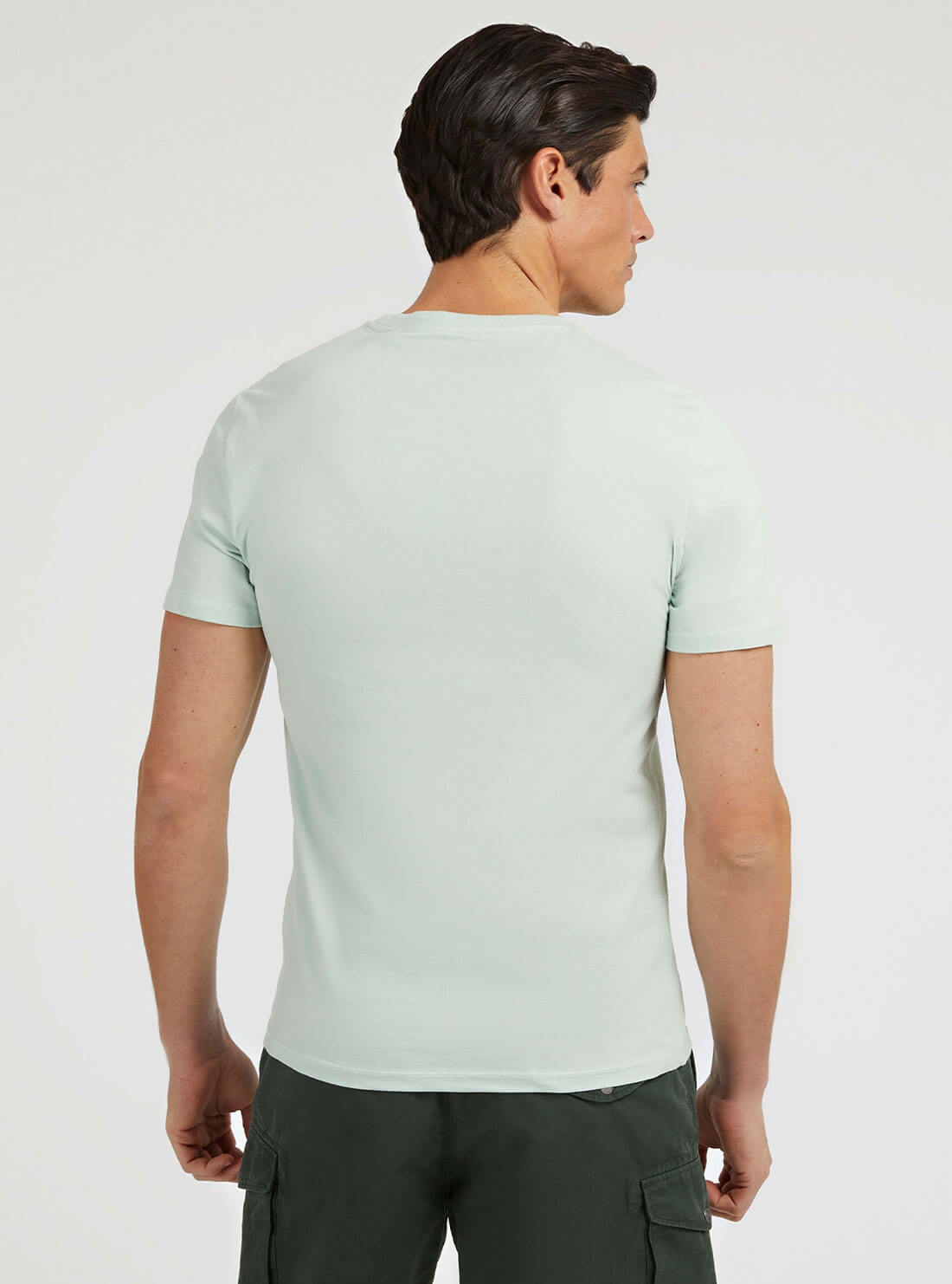 Eco Mint Green Rubber Logo T-Shirt | GUESS Men's Apparel | back view