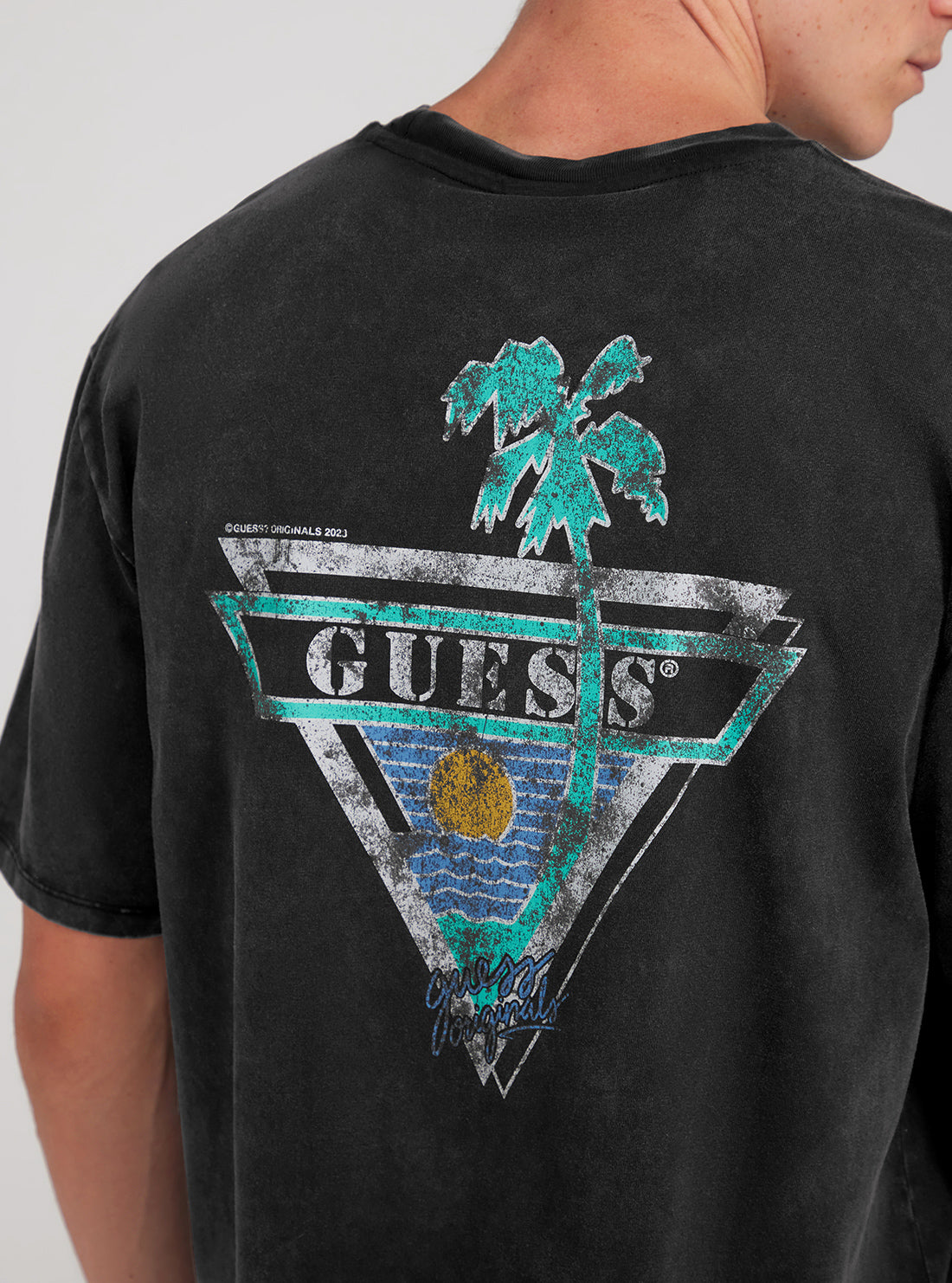 Guess Originals Black Palms T-Shirt back view