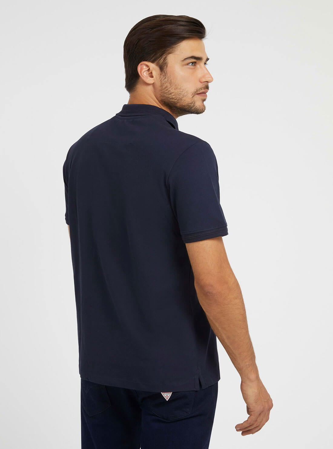 Navy Blue Lyle Polo T-Shirt | GUESS Men's Apparel | back view