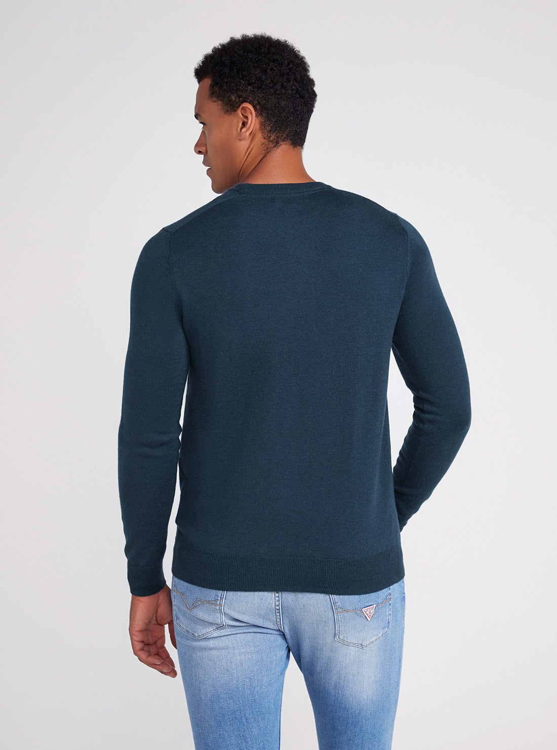 Coastal Blue Valentine Knit Jumper | GUESS Men's Apparel | back view