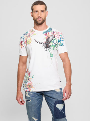 White Floral Hawk T-Shirt