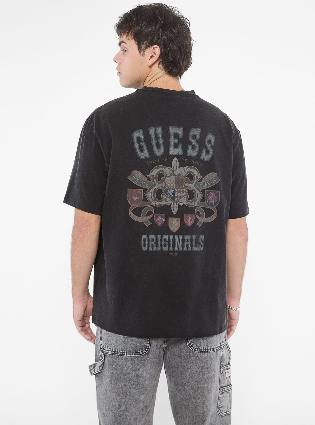 Guess Originals Black Varsity Graphic T-Shirt