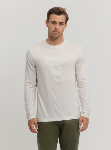White Embroidered Long Sleeve T-Shirt