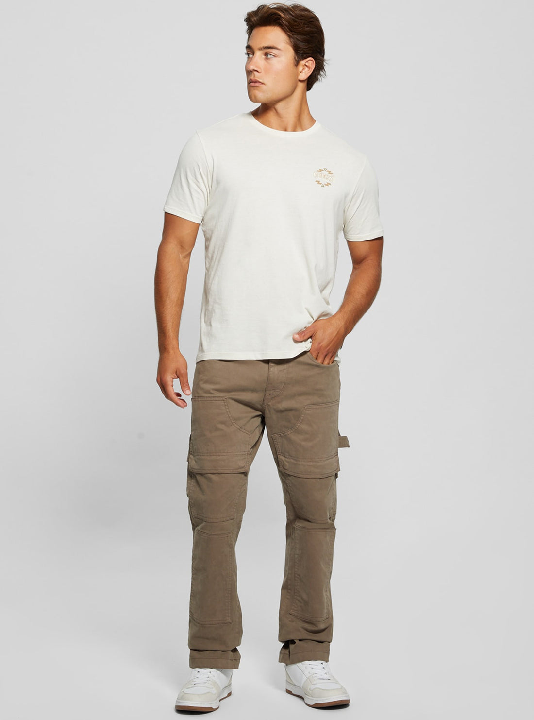 GUESS Mens Beige Santa Fe T-Shirt M4BI68K9RM1 Full View