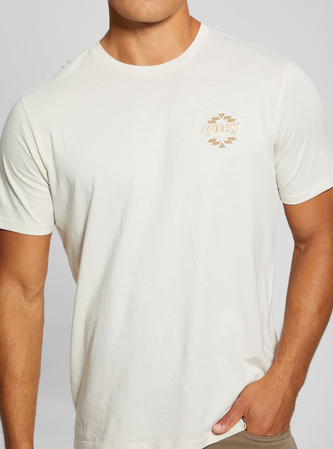 GUESS Mens Beige Santa Fe T-Shirt M4BI68K9RM1 Detail View