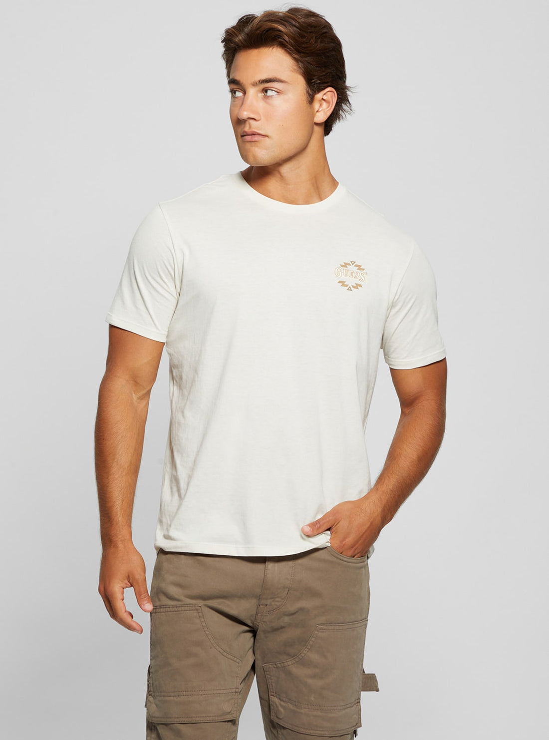 GUESS Mens Beige Santa Fe T-Shirt M4BI68K9RM1 Front View