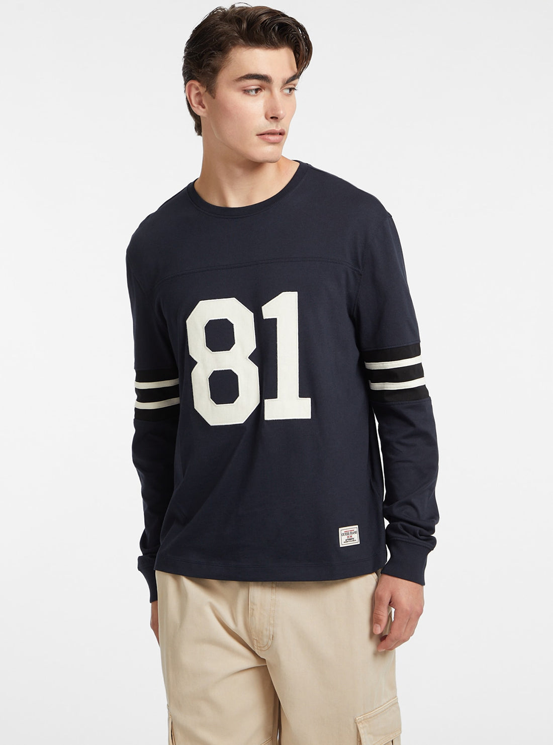 Guess Jeans Long Sleeve Crew Neck Reg Striped Tee