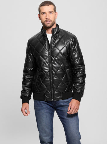 Black Quilted Leather Jacket