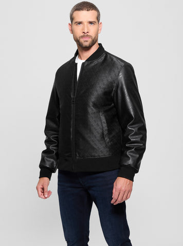 Black Logo Varsity Bomber Jacket